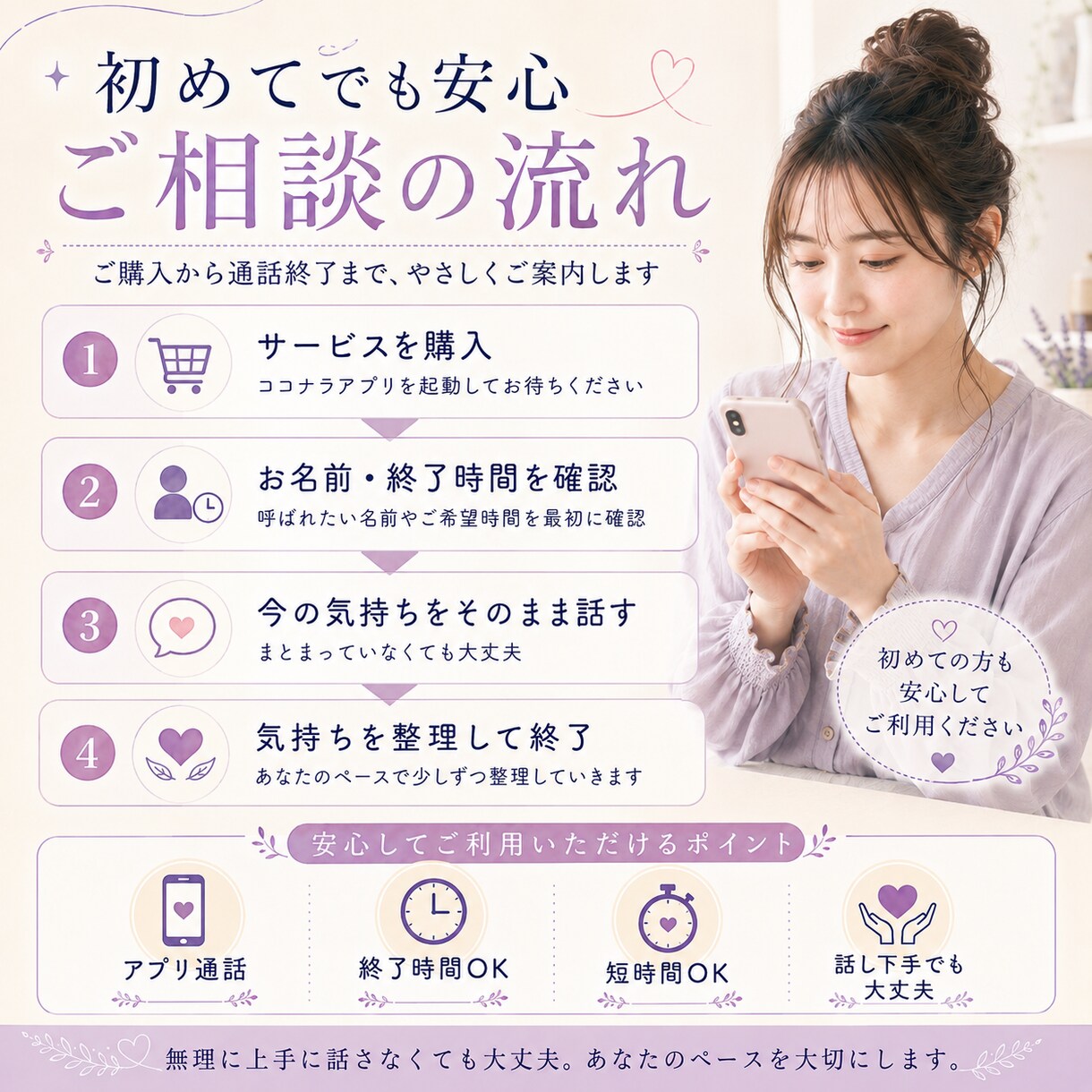 片思いや複雑な恋愛の苦しい気持ちをお聞きします 進まない関係や連絡の不安を一緒に整理します イメージ6