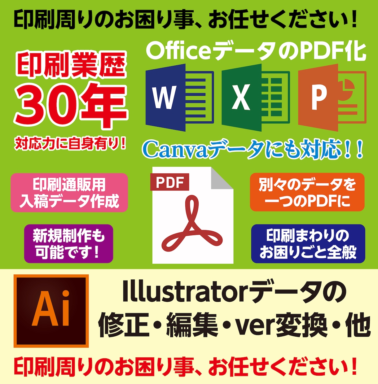 印刷用データ修正・編集・変換・制作致します オフィスデータの変換や印刷データ全般の作業（即日対応可能） イメージ1