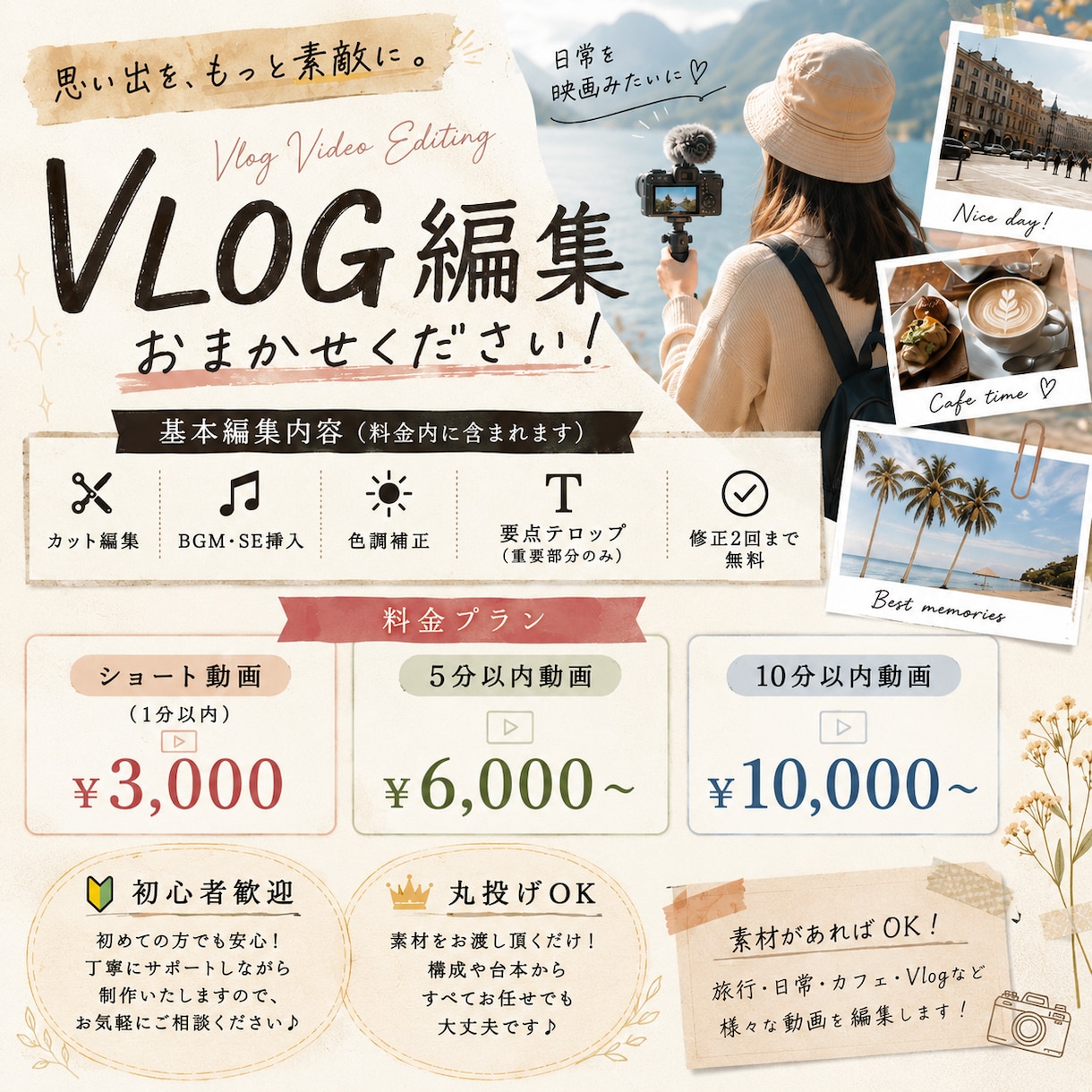 TV業界経験/VLOGを映画のように編集します MV,YouTube,TikTok,Instagram,広告 イメージ1