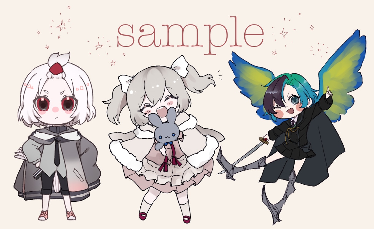ミニから等身も！キャラクターの立ち絵を提供します ゲームや動画等で使えるさまざまな立ち絵を描きます！ イメージ3