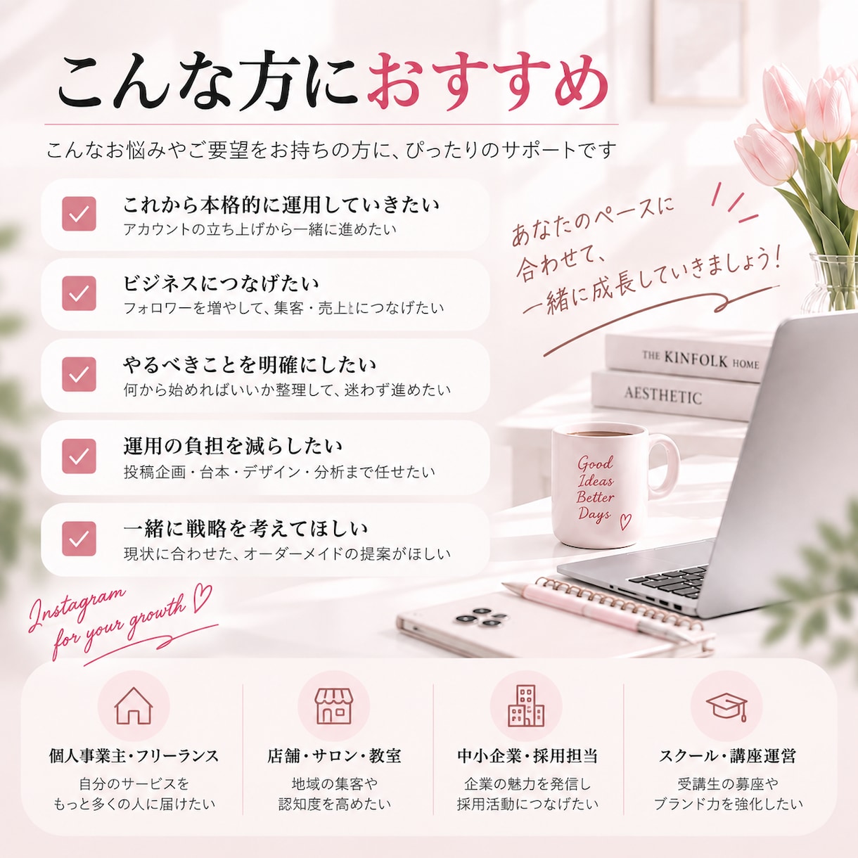 Instagram現役運用者が戦略を設計します 60分ヒアリングから運用の土台をまるごと設計します イメージ4