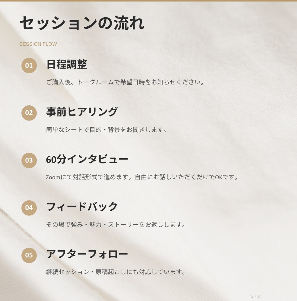 あなたの"ストーリー"を掘り起こします 【インタビューセッション】〜自己PR・商品魅力の言語化〜 イメージ4