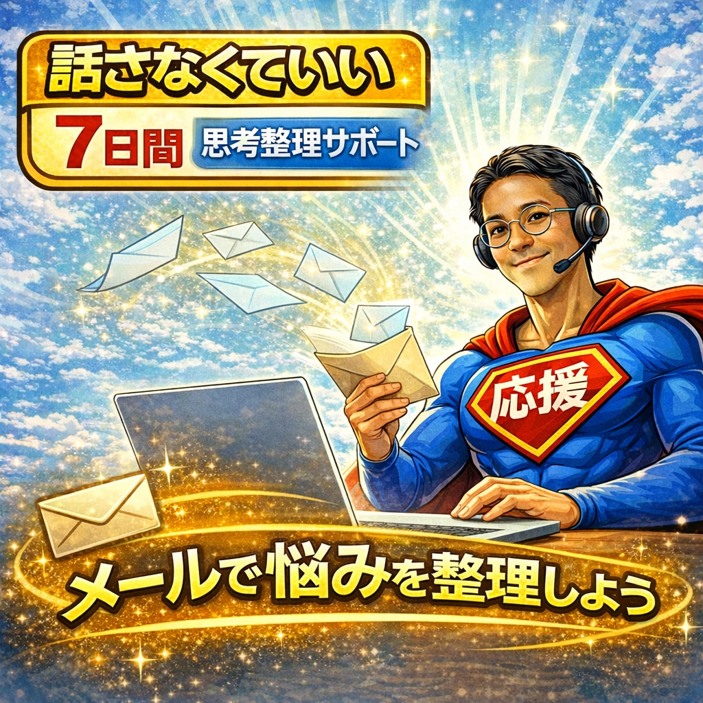 話さなくていい｜7日間 思考整理サポートします あなたの文章を、応援ヒーローが読み、整理します イメージ1