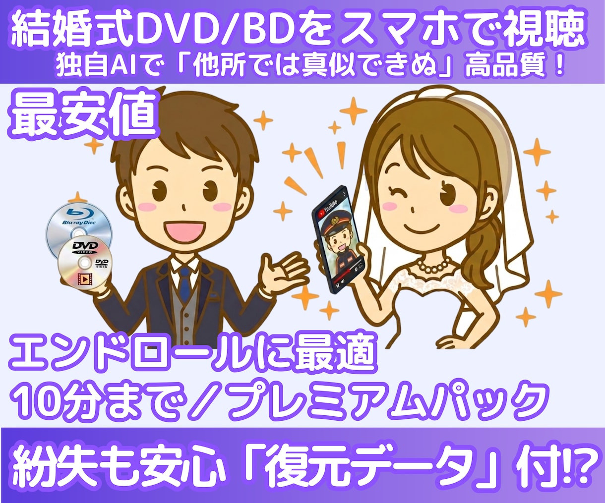 エンドロールをスマホ化！他店より綺麗!?にします BD/DVD→スマホ/当日納品！千円で最新AI画質コスパ最強 イメージ1