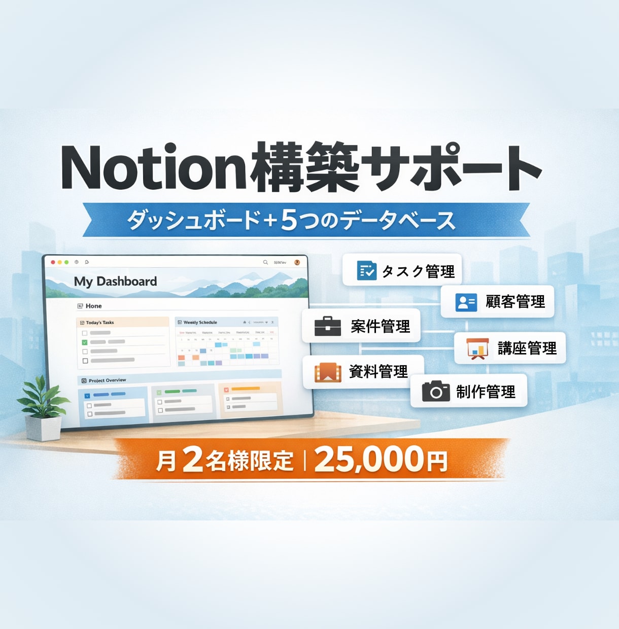 Notion導入から使いこなしまでサポートします 【月2名様限定】Notion構築（ダッシュボード＋DB5つ） イメージ1