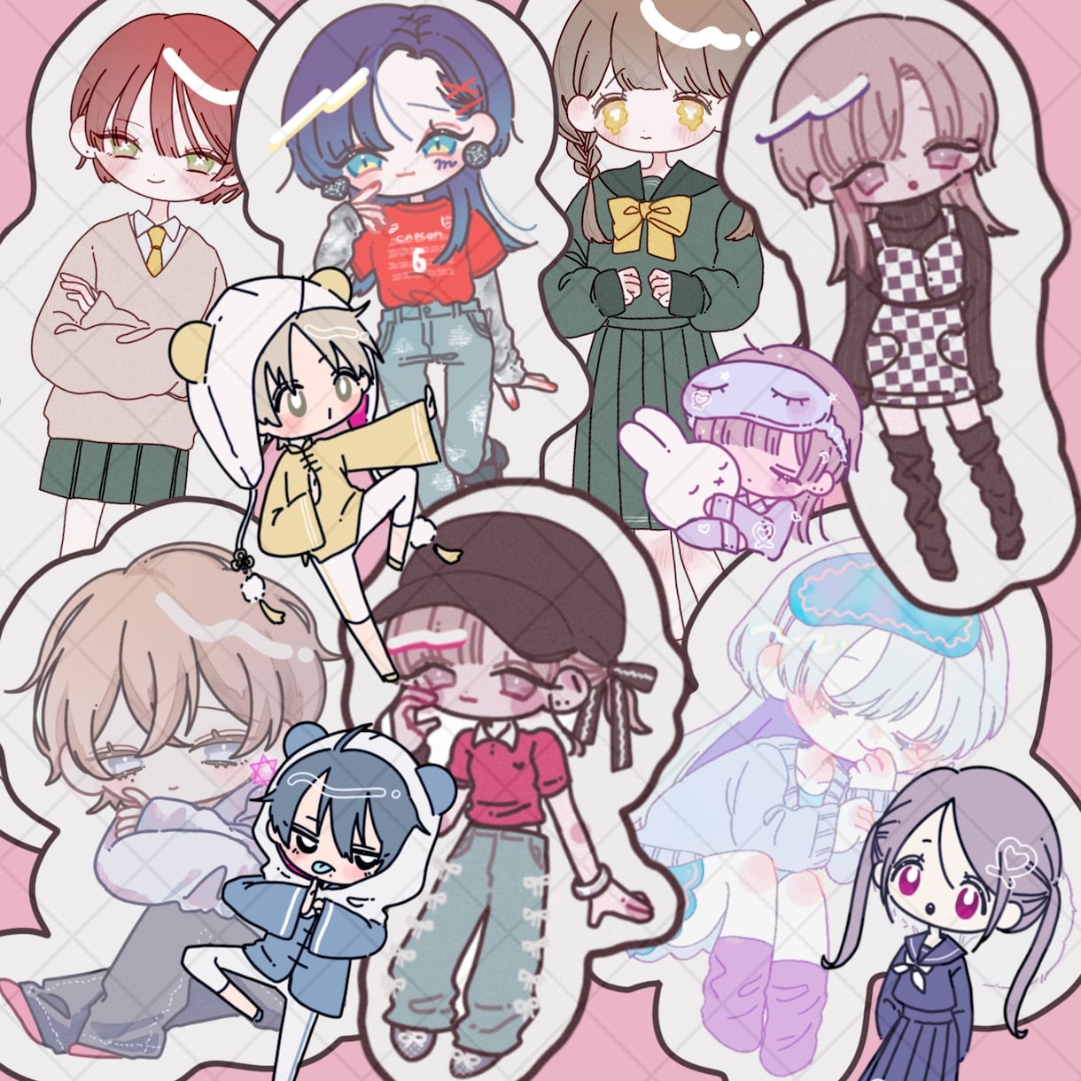 2.5~4頭身デフォルメ描きます ポーズ指定◎洋服描き込み◎のデフォルメイラストです！ イメージ1