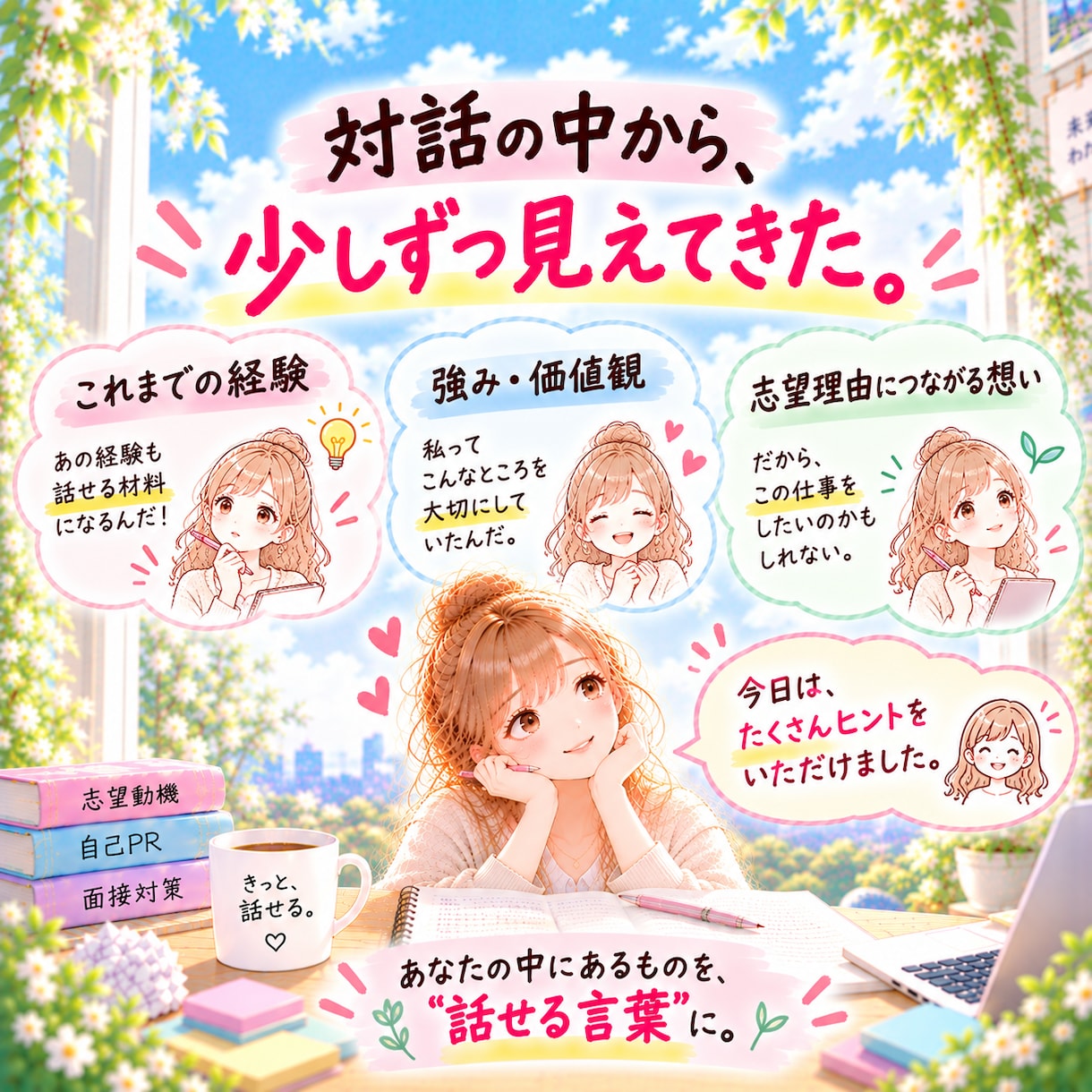 面接が苦手な方へ｜回答整理・模擬面接まで対策します 丸暗記では話せない。深掘りが怖い。自分の言葉で話せる面接へ イメージ6