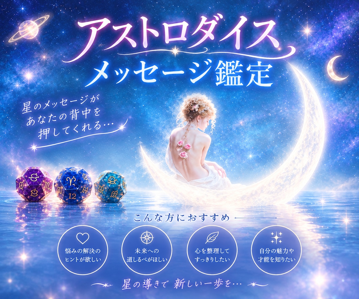 アストロダイスで星からのメッセージをお届けします ♡1500文字で返信♡恋愛仕事等♡モヤモヤ解消行動のヒントに イメージ1