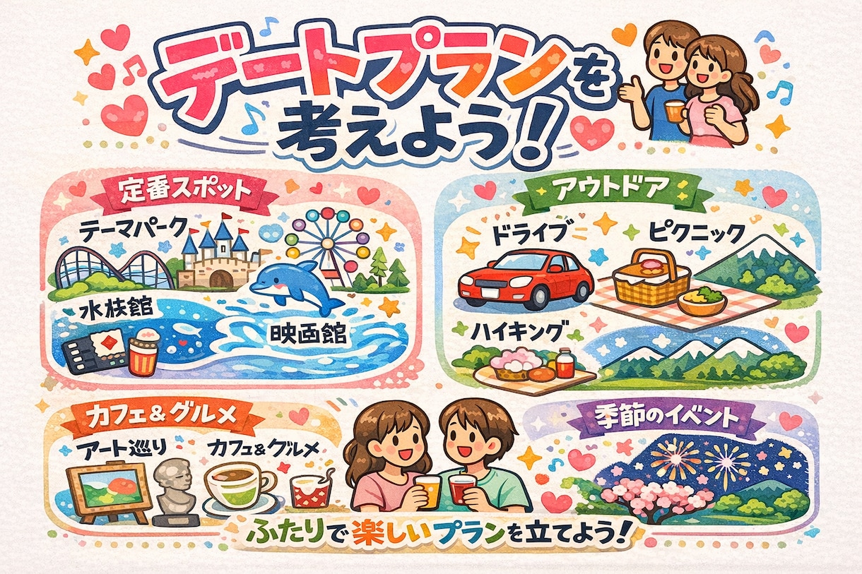 不安を具体的なプランで“成功率の高いデート”します デートは「センス」ではなく「準備」で決まります。 イメージ1