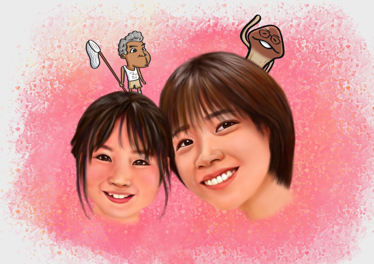 組み合わせ自由でリアルな似顔絵描きます 複数の写真、背景の組み合わせで唯一のイラストにします。 イメージ7