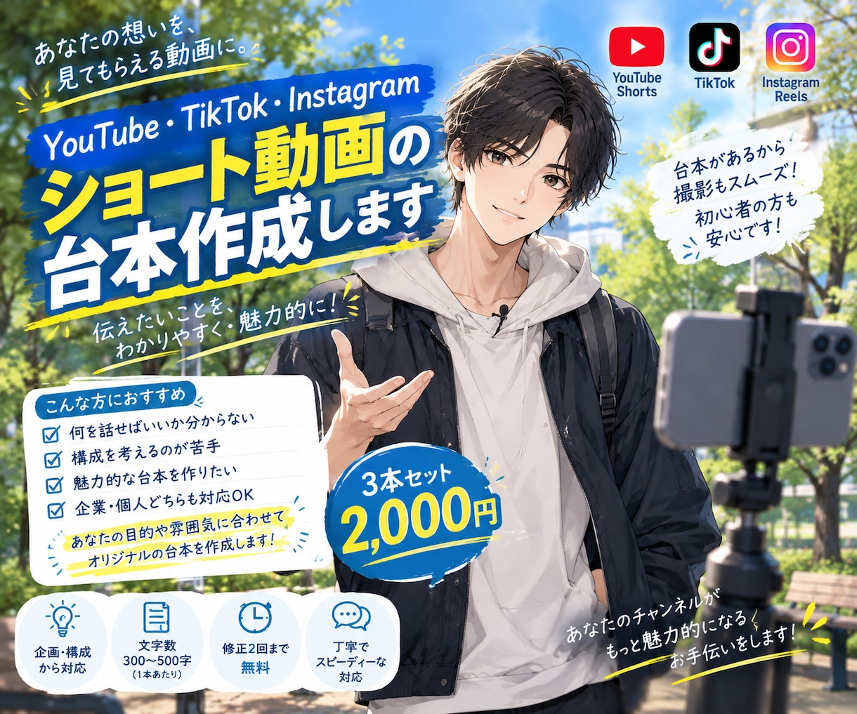 YouTube等のショート動画台本を作成します AIを活用して伝わりやすい台本を丁寧に作成します イメージ1