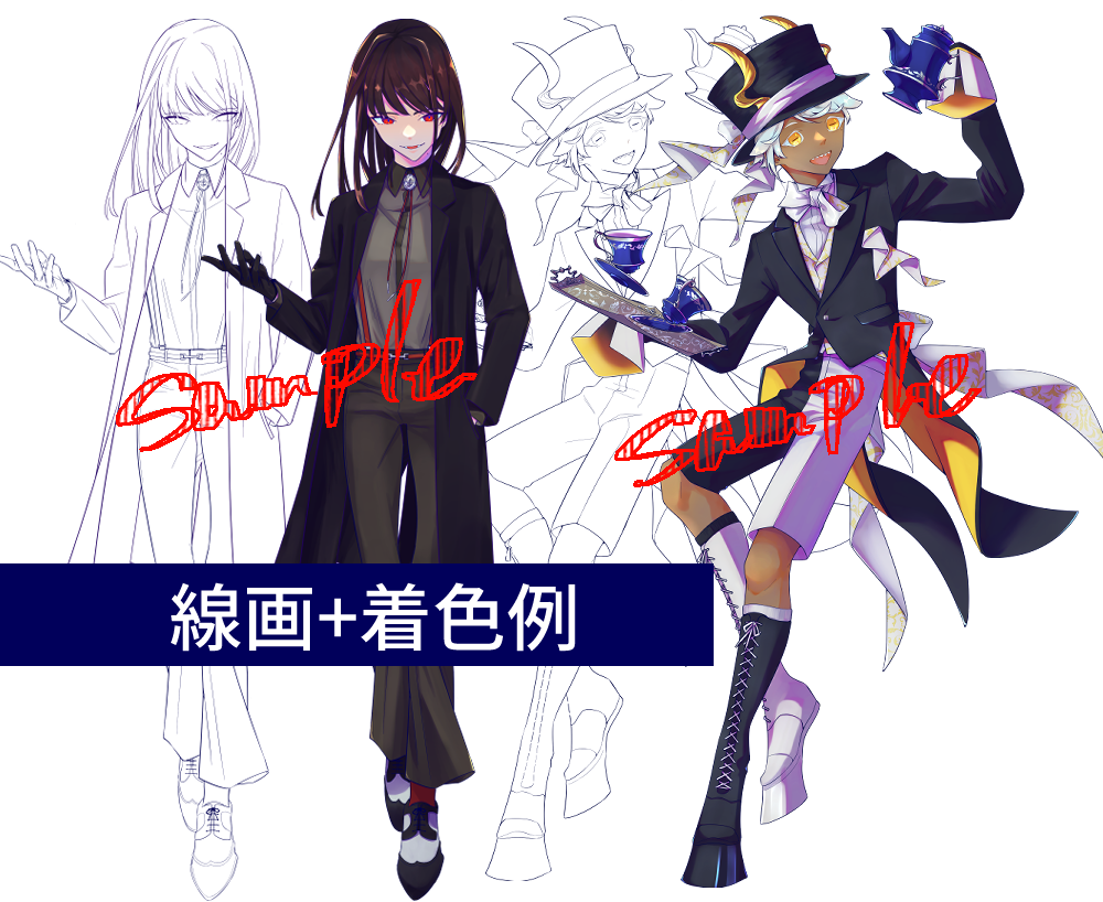 ペン入れのお手伝いをいたします 主に同人誌や一枚絵のキャラクターのペン入れをします。 イメージ2