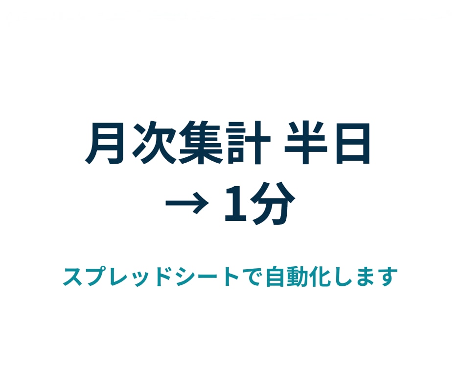 散らばったシートの月次集計を自動化します 店舗別・担当者別のシートを1枚の集計表にまとめます イメージ1