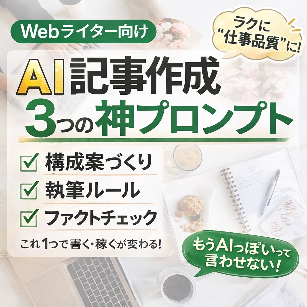 執筆効率が爆上がり！プロンプト3点セット提供します 構成・執筆・確認まで迷わない！効率も品質も妥協しない！ イメージ1