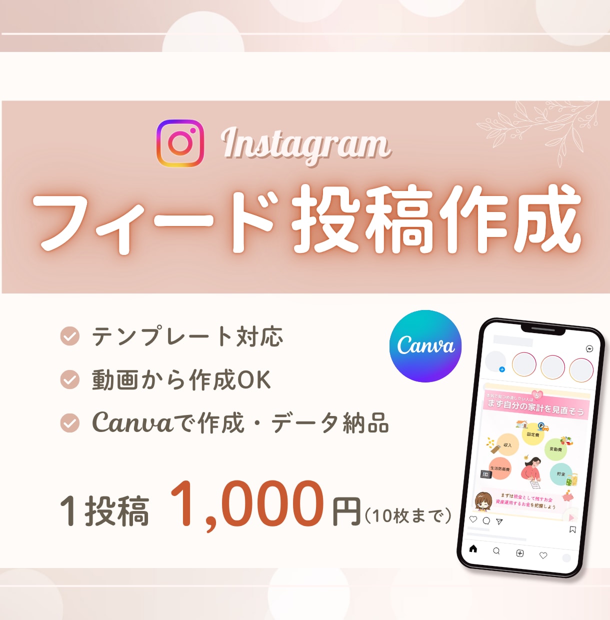 低価格でインスタ投稿画像をお作りします ｜パッと見て分かる投稿画像・金融系〇 イメージ1