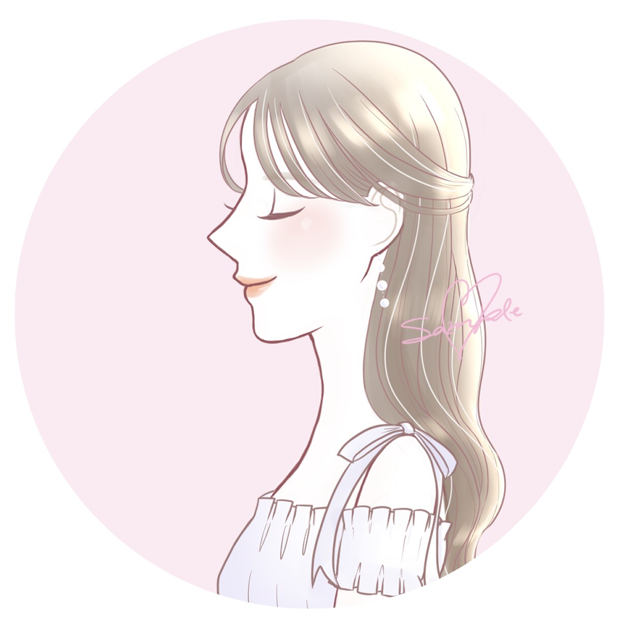 大人可愛い♡上品な横顔アイコンイラスト描きます 〜やさしい横顔が魅力的・ふんわりご機嫌イラスト〜 イメージ1