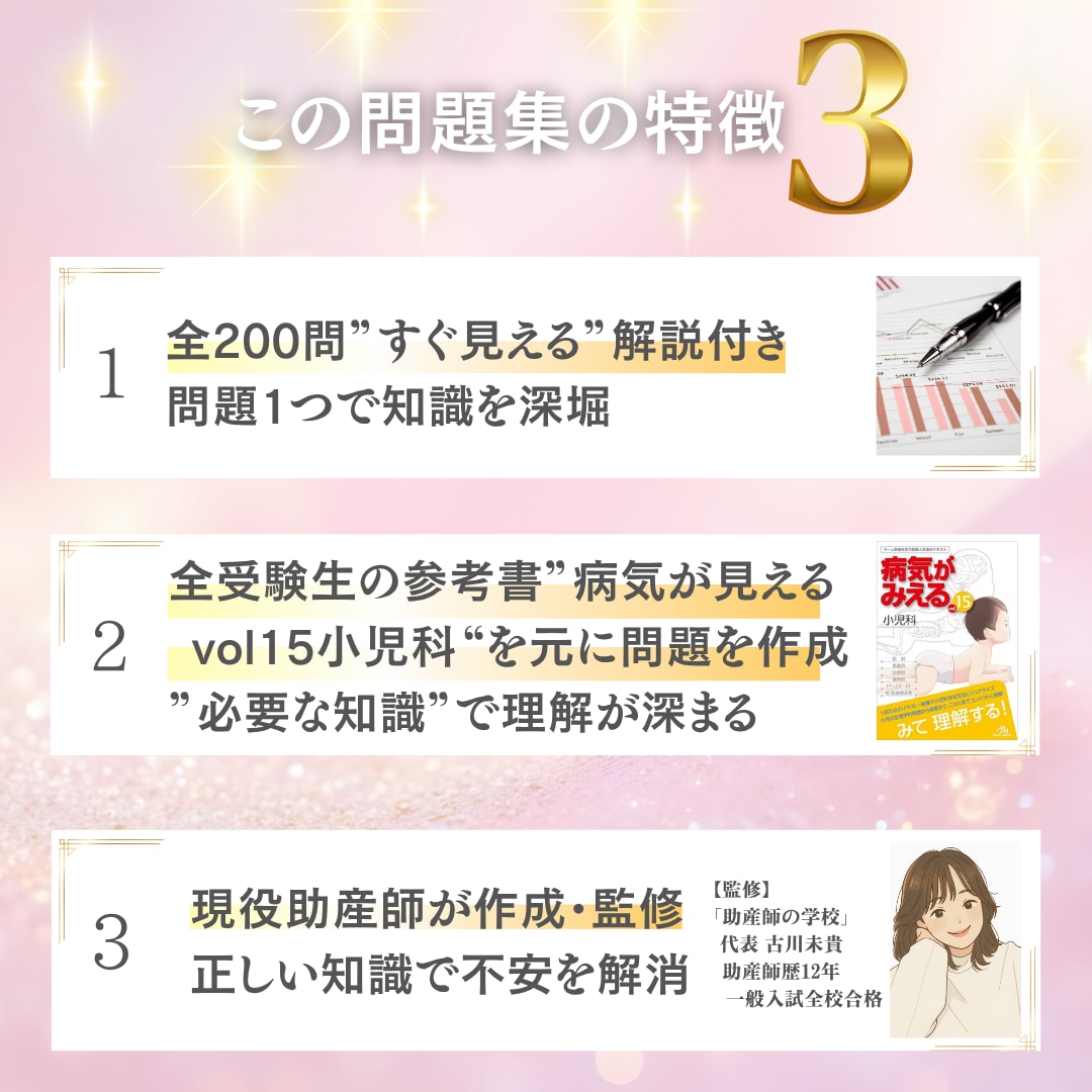 助産師学校受験【学習型問題集】を販売します 母性・小児看護学　問題450問PDF版＋アプリ版ver. イメージ5