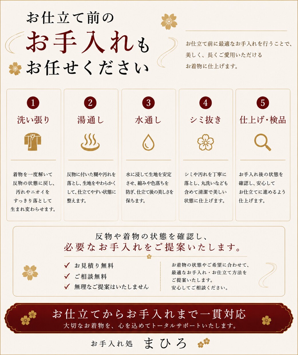 着物の仕立て相談承ります 店主が直接対応・お見積り無料で安心です イメージ5