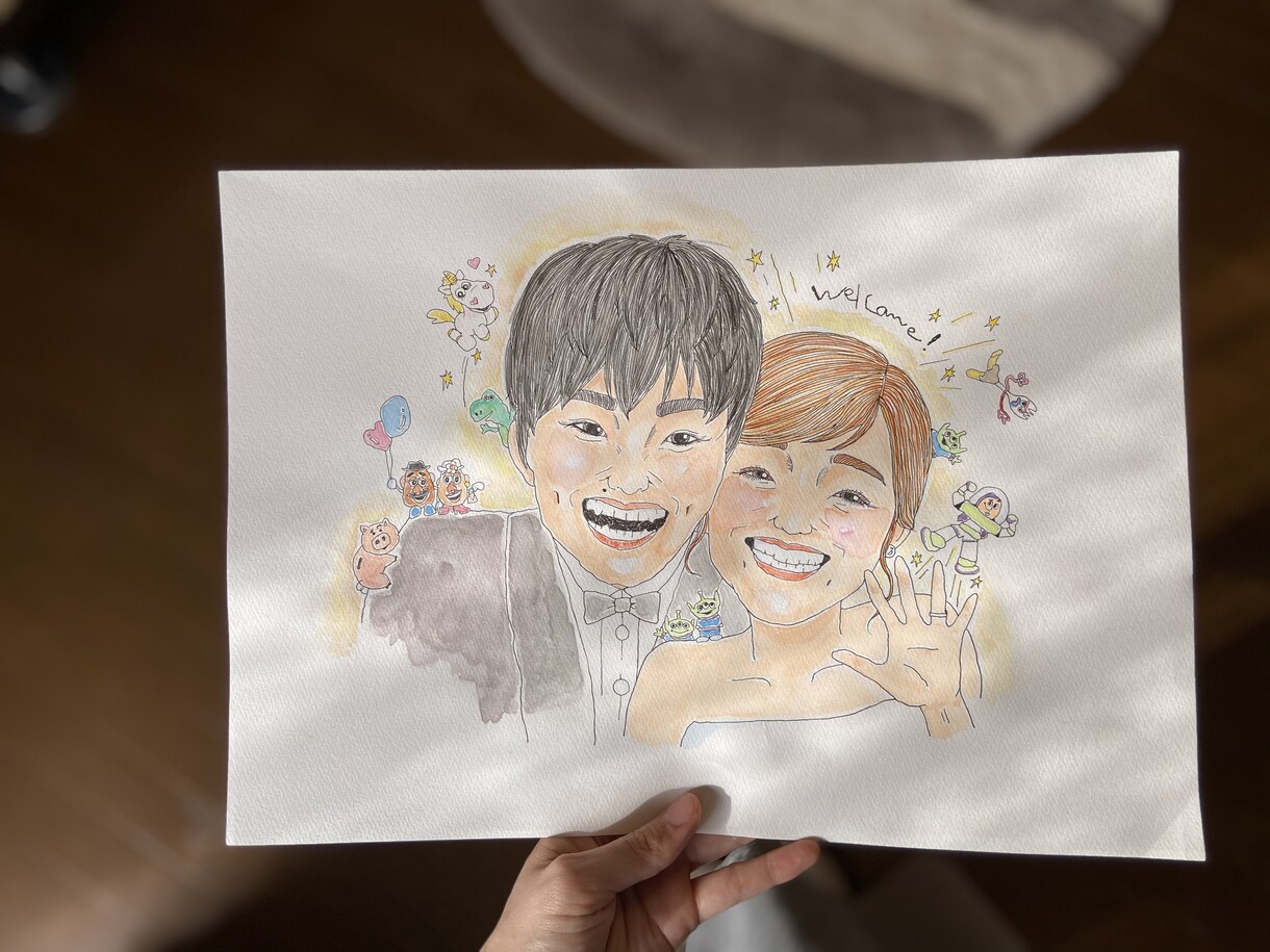 似顔絵かきます 優しくあたたかみのある水彩画似顔絵 イメージ4