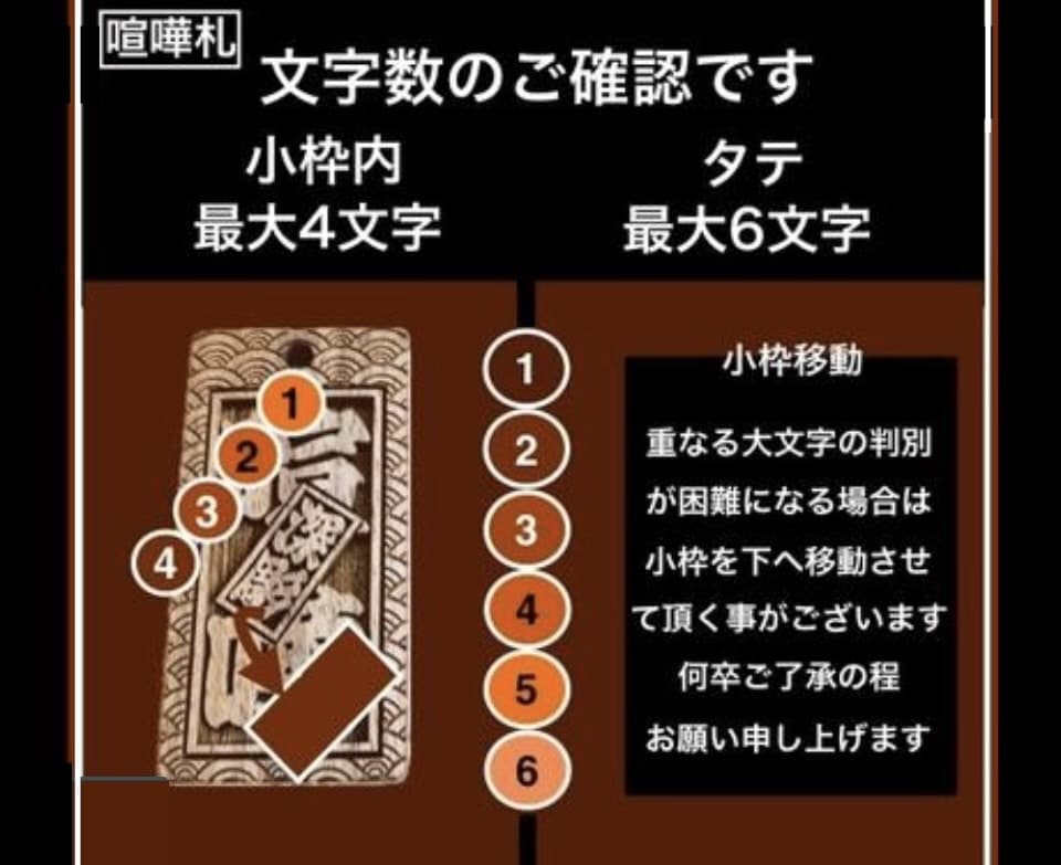 新登場❗️ウォールナット使用しています 喧嘩札です　ウォールナットの木札より横幅がサイズアップです イメージ4
