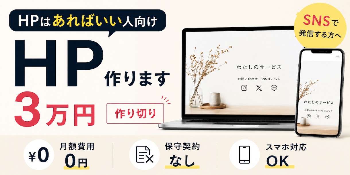 シンプルな1ページのHPを作ります 難しいSEO対策や、メンテナンス費用かけたくない人向け！ イメージ1