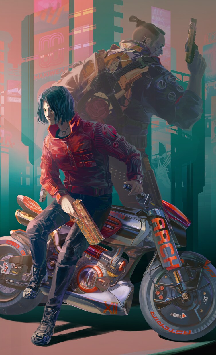 リアルからポップまで乗り物＋人物等描きます バイク・車などを幅広い絵柄で、人物や背景との組み合わせも可 イメージ1