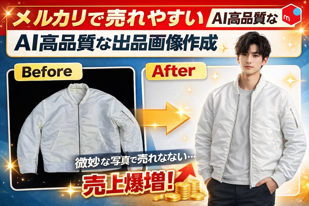 メルカリで売れる！高品質な出品画像を作成します 「写真が微妙で売れない」を解決。プロ品質の画像で売上アップ！ イメージ1