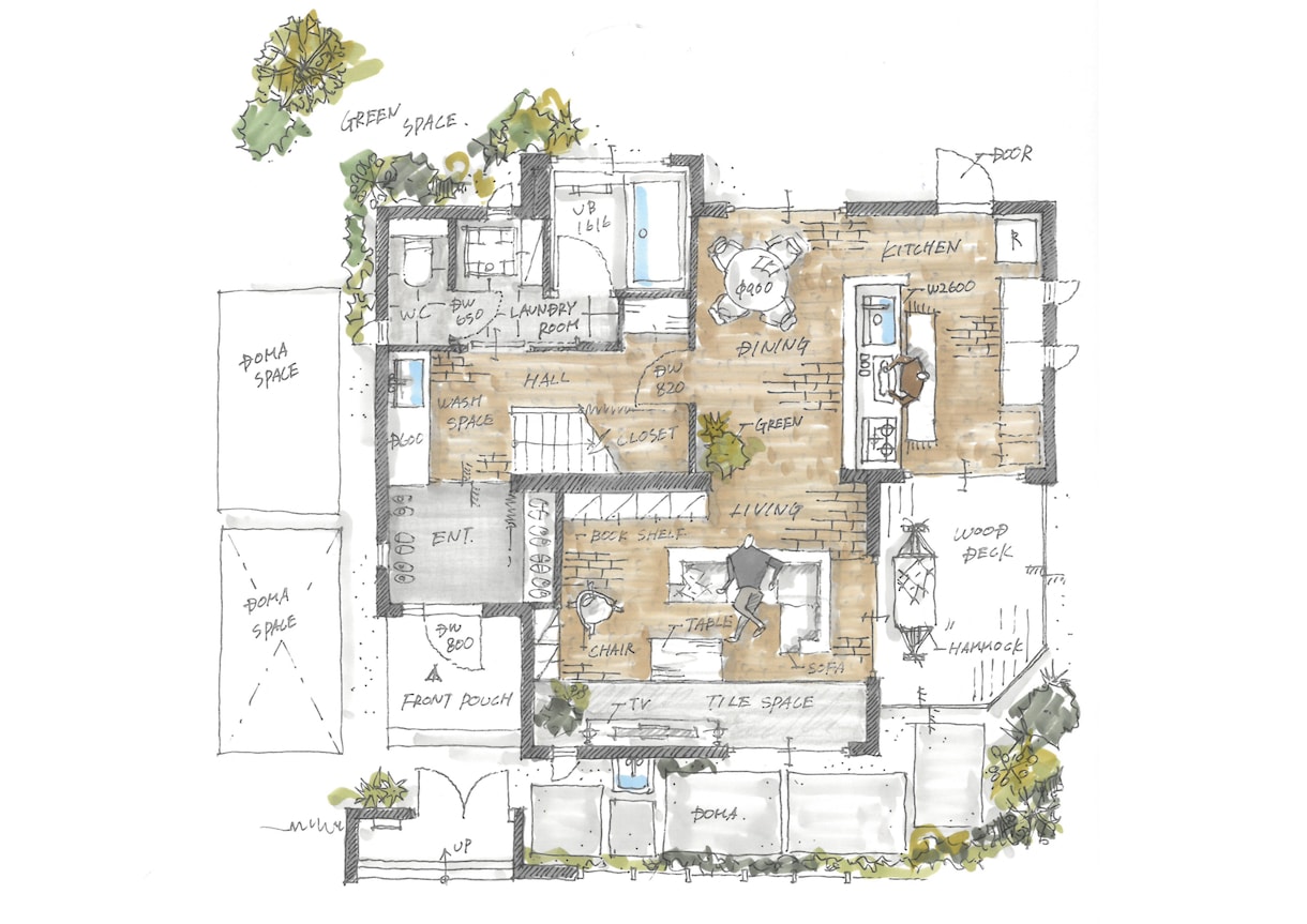 手描き平面図を作成します 広告やプレゼンの素材や、間取り相談に是非！ イメージ1