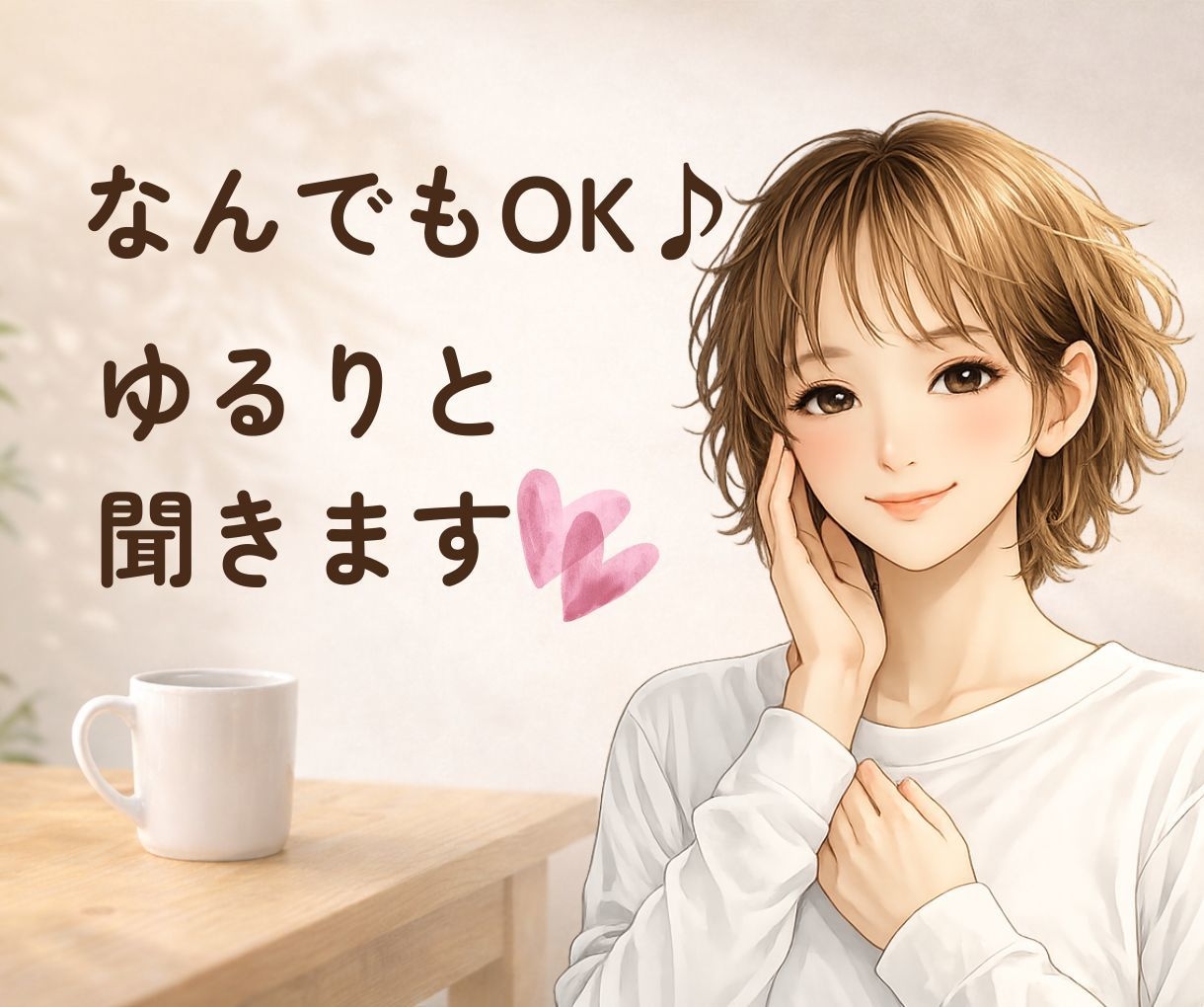 ちょっと話したい時に。どんな気持ちも丁寧に聞きます 雑談から人に言えない話まで⭐︎現役整体師がゆるりと聞きます イメージ1