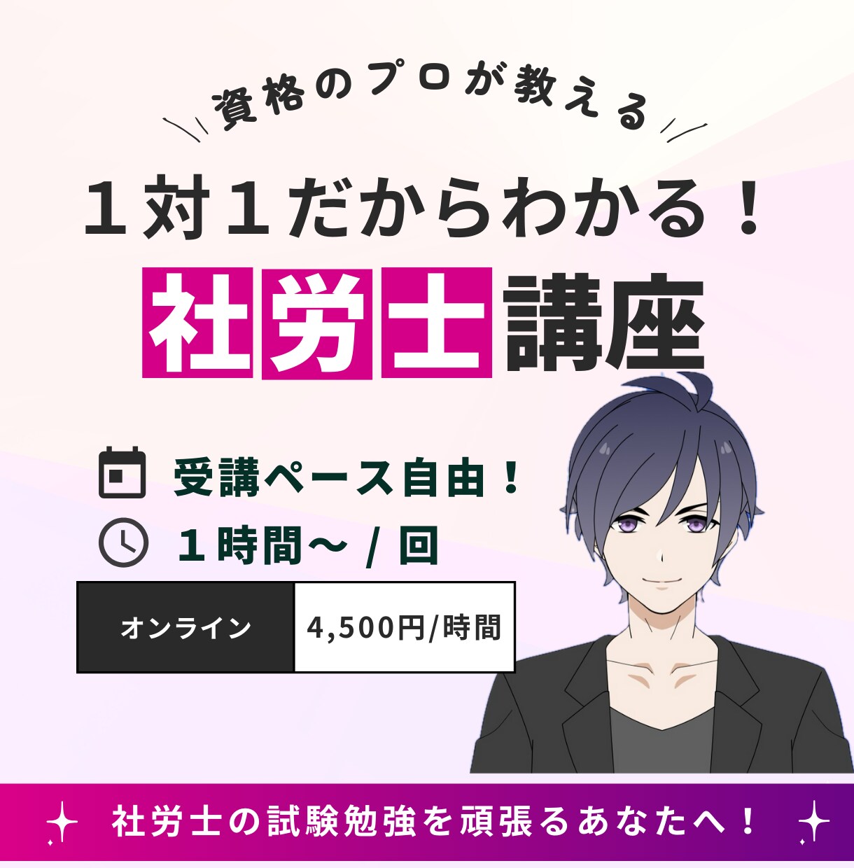 社労士試験対策のオンライン講義（個別指導）をします 現役の社労士がわかりやすく解説！学習法や学習相談も応じます！ イメージ1