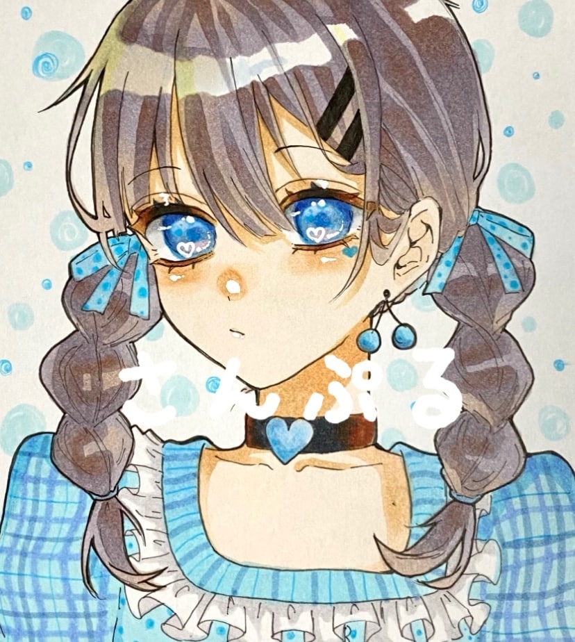 女の子のアナログイラストを作成致します 女の子をイラストマーカーで可愛いイラストを描きます！ イメージ4