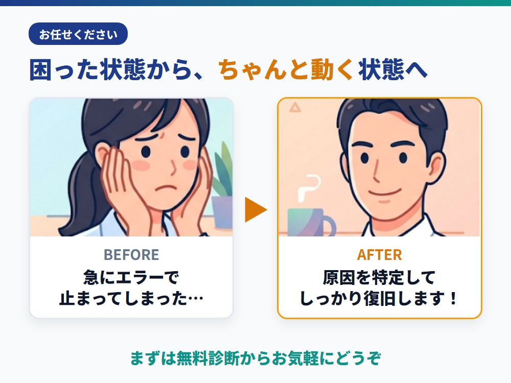 GASが動かない！エラー原因を特定し修復します 原因を無料診断！直らなければ全額返金・夜間土日OK イメージ3