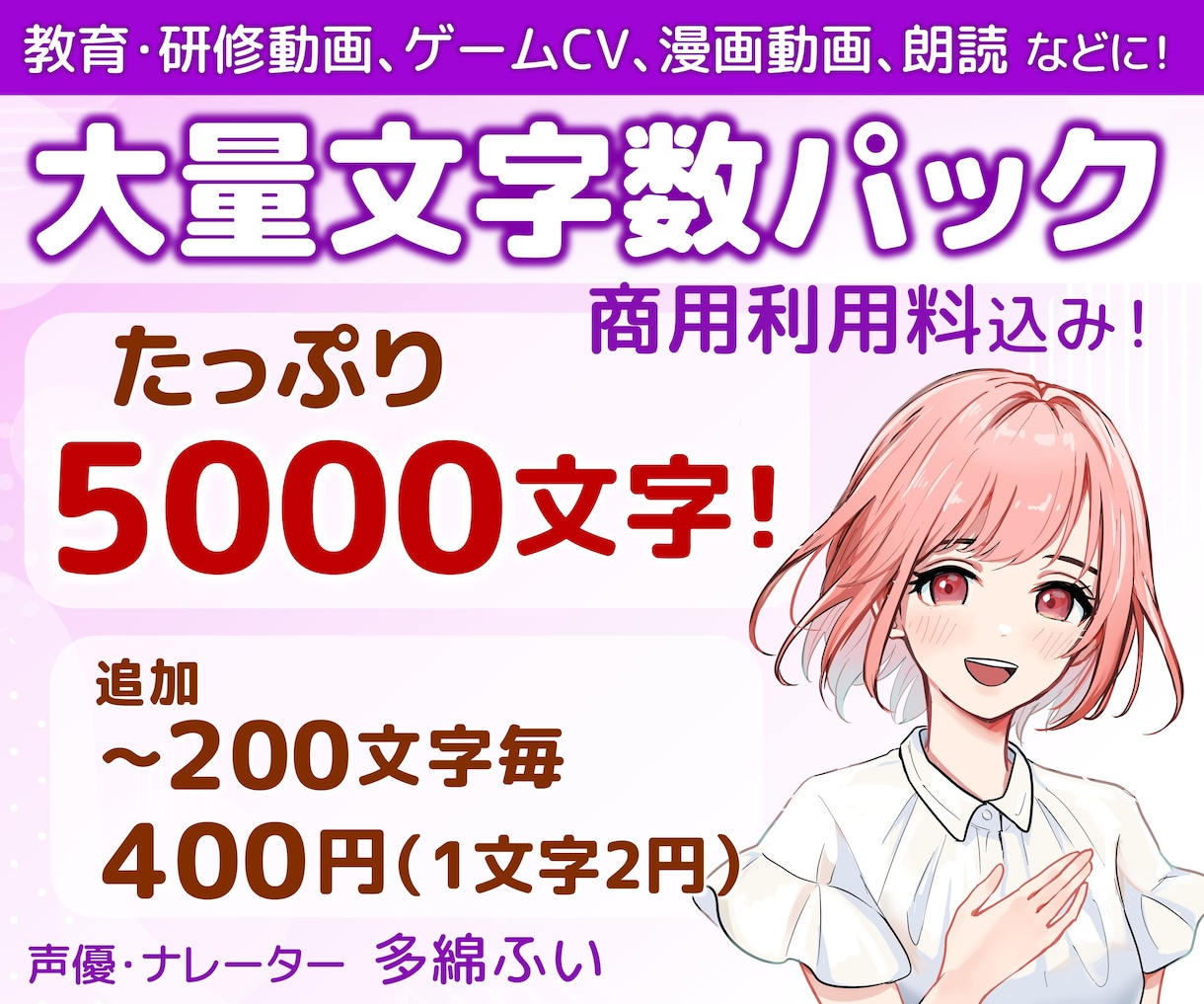 原稿の修正も3回無料♪安心のクオリティを届けます ◆ゲームCV／長文／シリーズ物 大量ボイスお任せください！ イメージ1