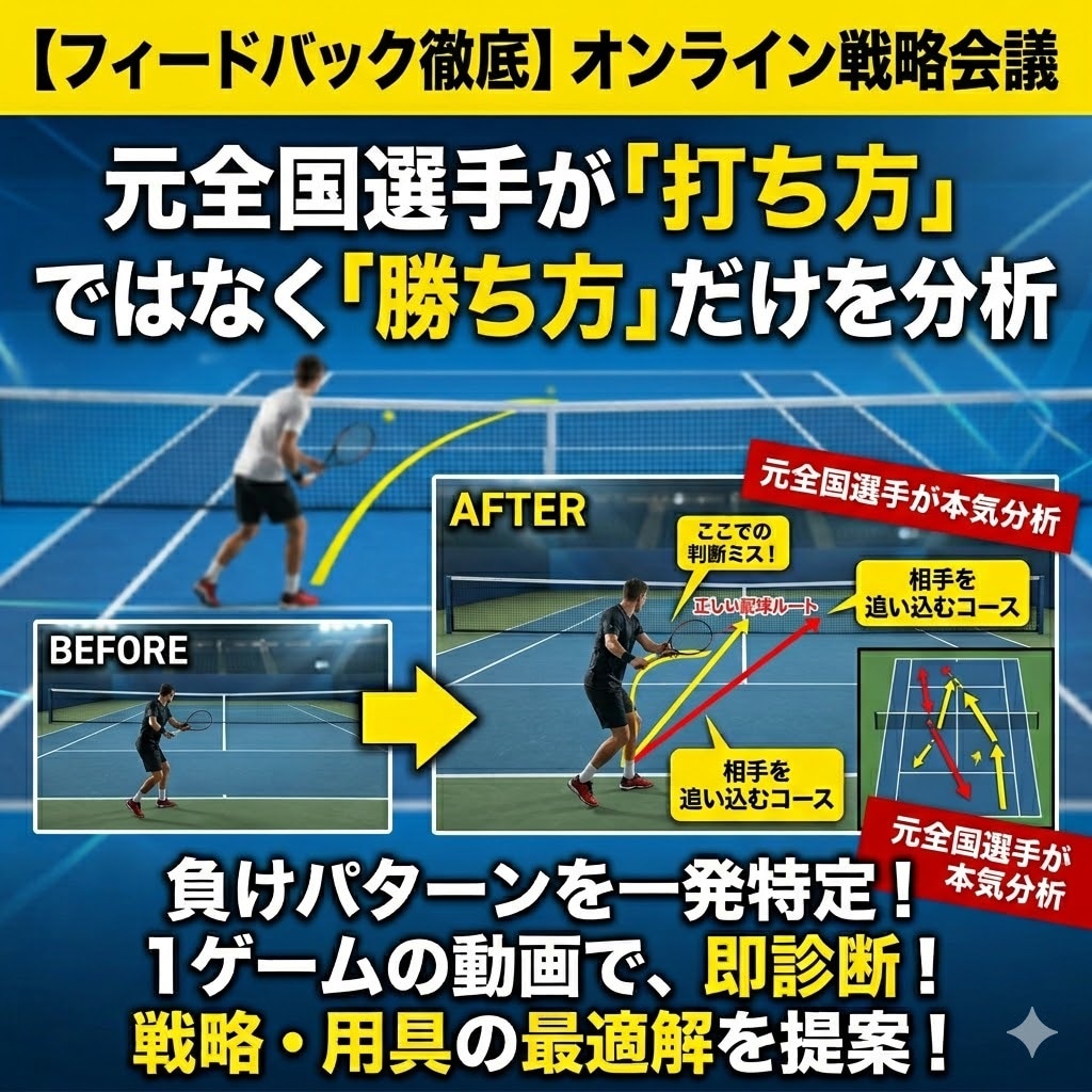 テニスコンサルタントが「勝ち方」の戦術教えます 技術不問！試合動画から、あなたの負けパターンを一発特定 イメージ1