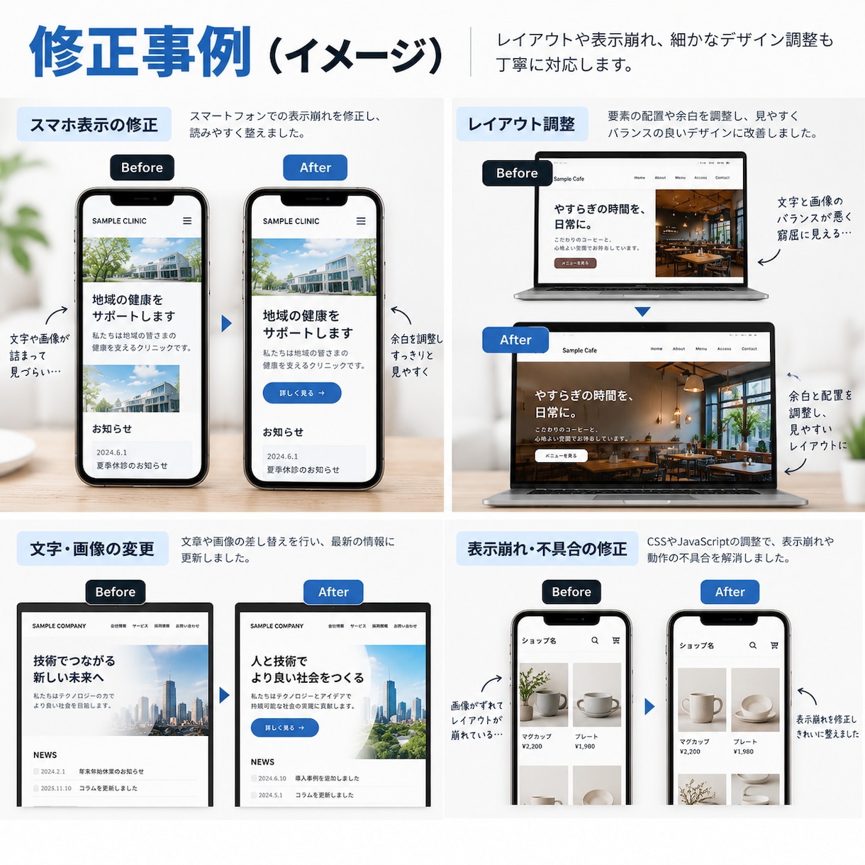 Webサイトを高品質に修正します デザインとコードの両面から丁寧に仕上げます イメージ4