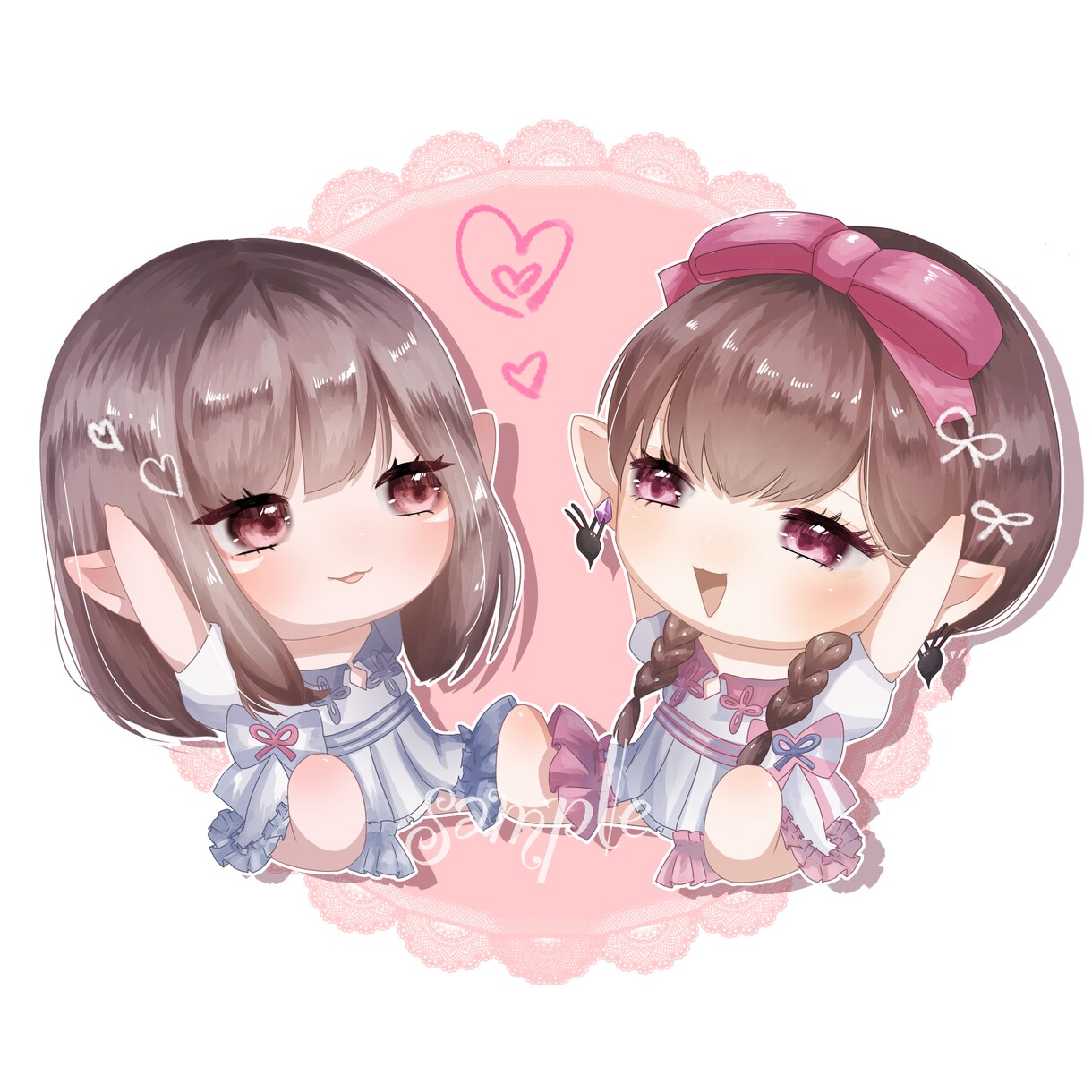 最短２日！キラキラかわいいミニキャラ絵描きます 商用、二次利用可！アイコンなど様々な場面でお使いください イメージ5