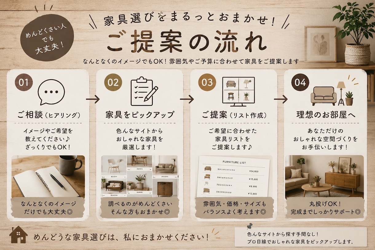 家具選び！あなたに合うお部屋づくりをサポートします なんとなくのイメージでもOK！あなたに合う家具をご提案します イメージ2