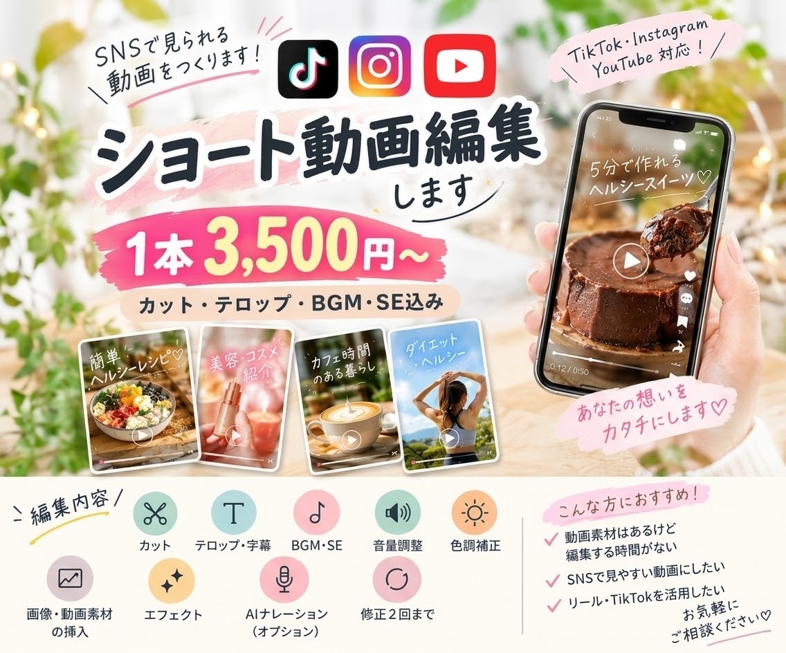 広告動画◎リール動画◎ショート動画編集します TikTok・Instagram・YouTube イメージ1