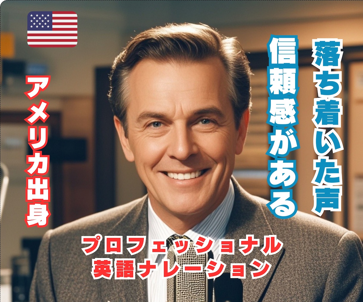 信頼感と落ち着きのある英語ナレーションを収録します アメリカ出身のプロフェッショナルによるナレーション イメージ1
