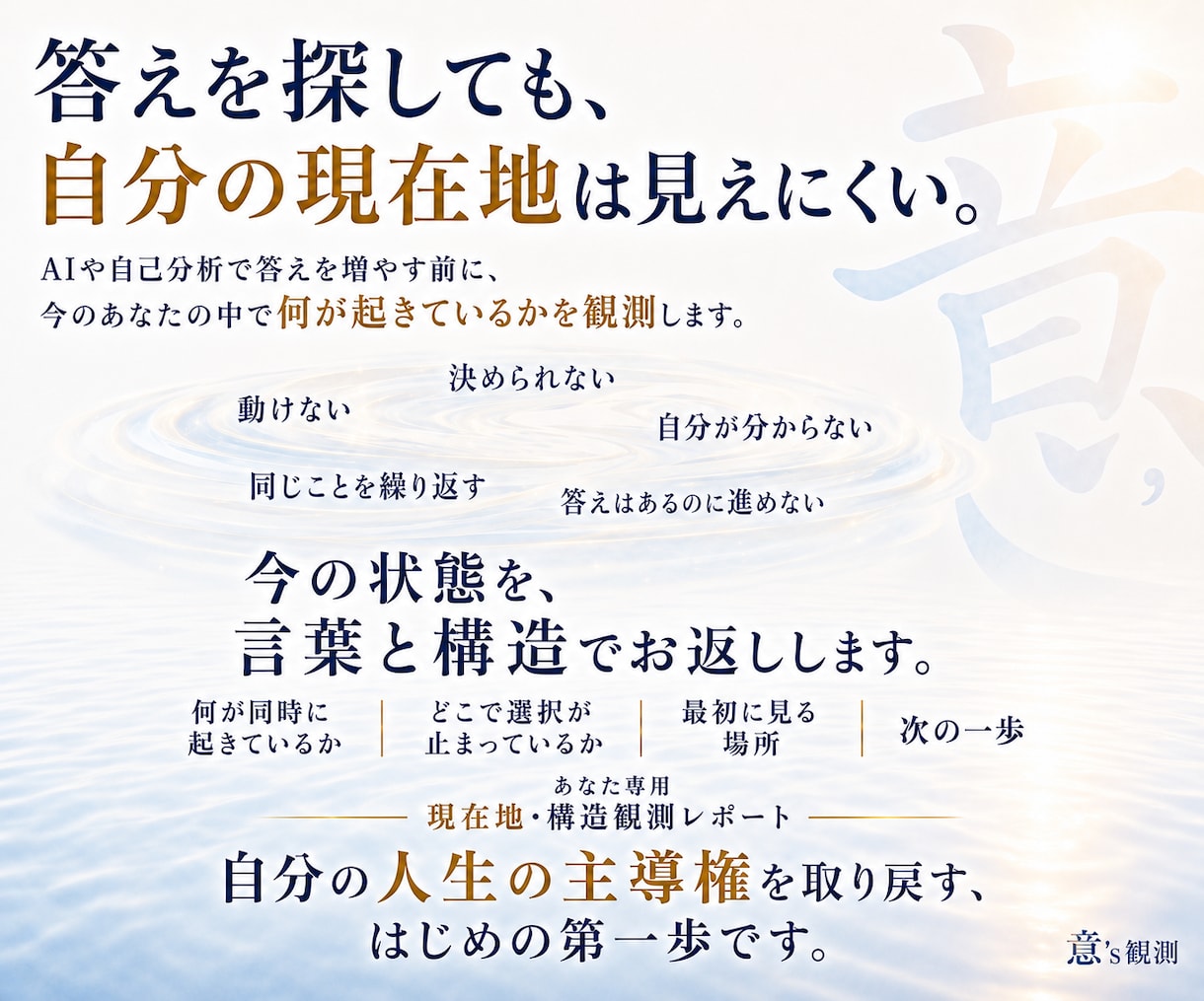 人生の現在地と選択の構造を観測しますます 答えを増やす前に、今の構造を見ます イメージ1