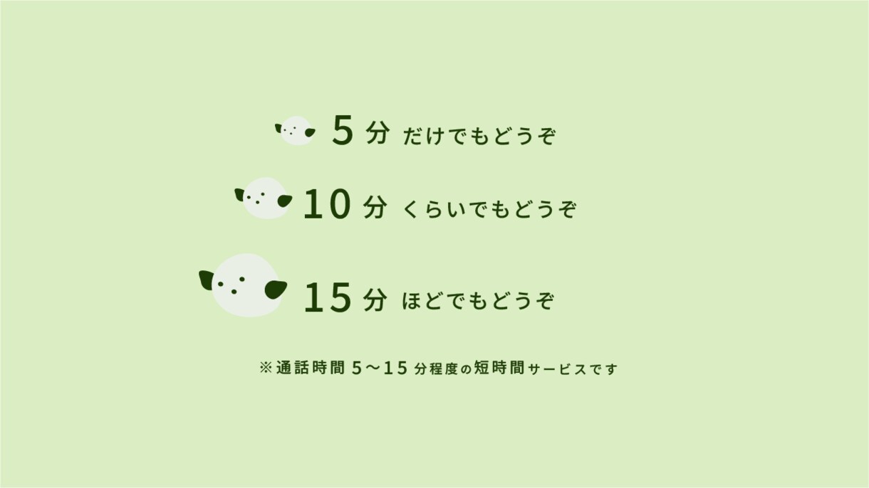 5〜15分、気軽にお話をお聞きします まとまっていなくても大丈夫です イメージ4