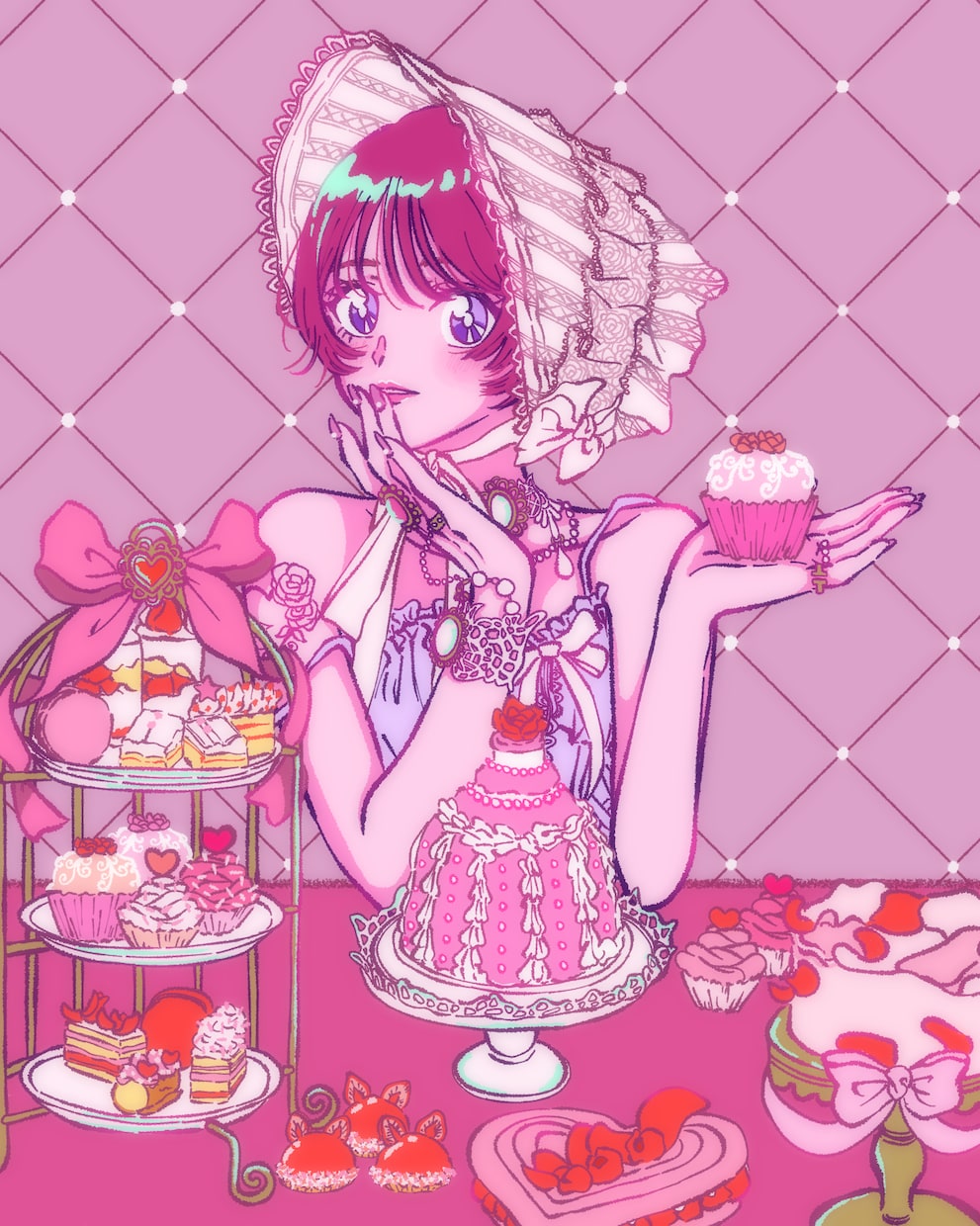 可愛い女の子のイラストを描きます ピンクと紫を基調とした女の子のイラストが得意です！ イメージ1