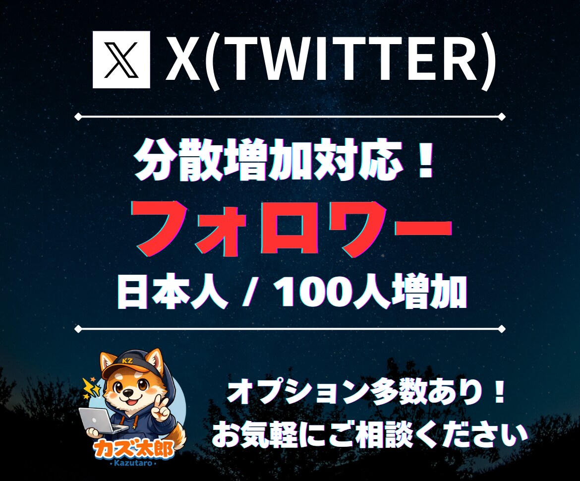 Xの日本人フォロワーを安全に100人増やします 自然増＆分散対応でアカウントの印象アップ！ イメージ1