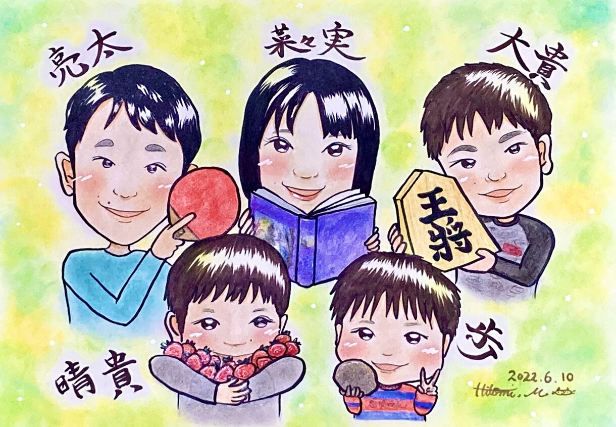 ここまで描く！？似顔絵＋aの似顔絵を描きます 写真では伝わらない、夢中な物事も描くオンリーワン似顔絵＊ イメージ1