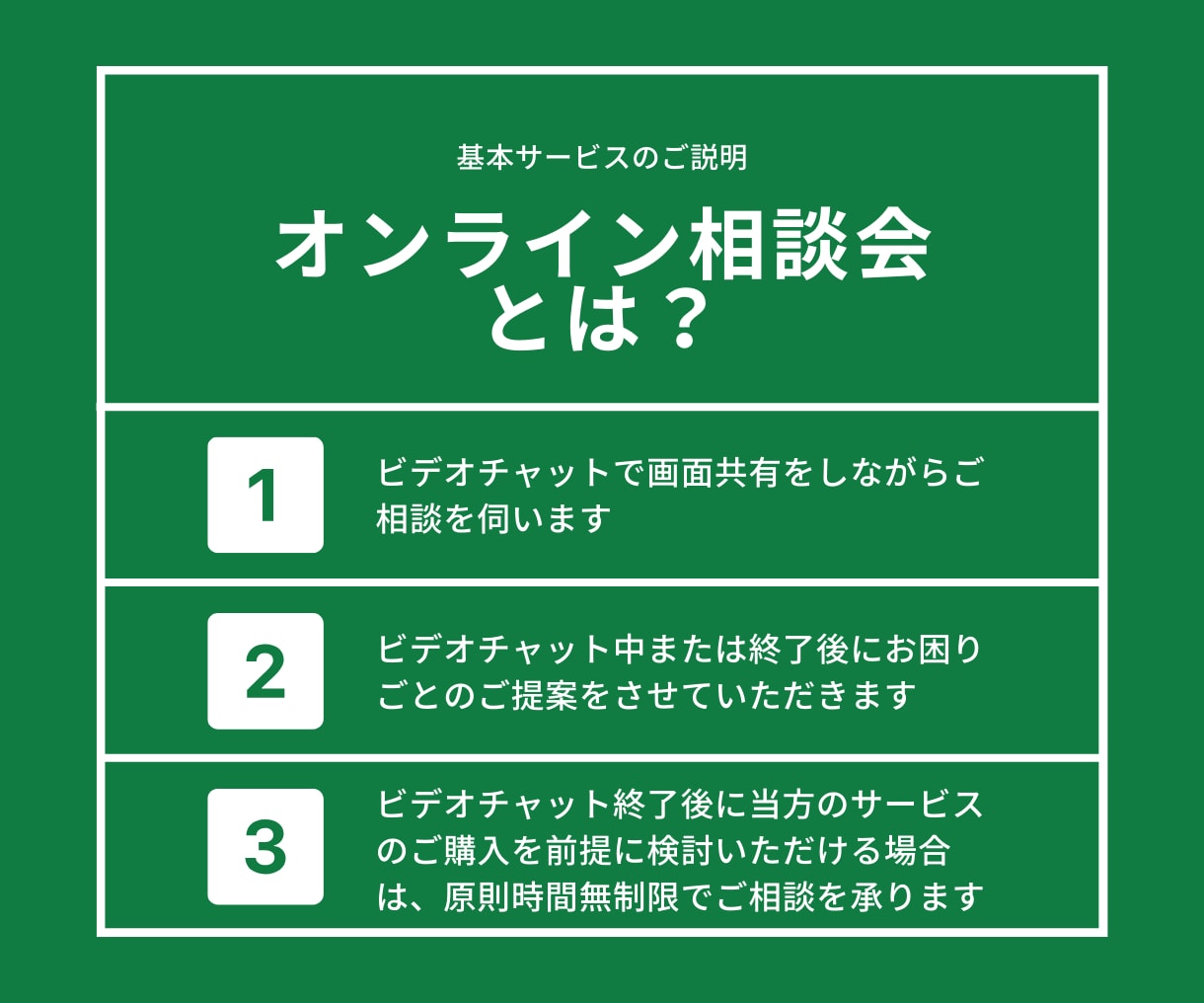 ExcelやIT化のご相談ビデオチャットで承ります 文字では伝えにくいご相談、ざっくばらんにお聞かせください！ イメージ3
