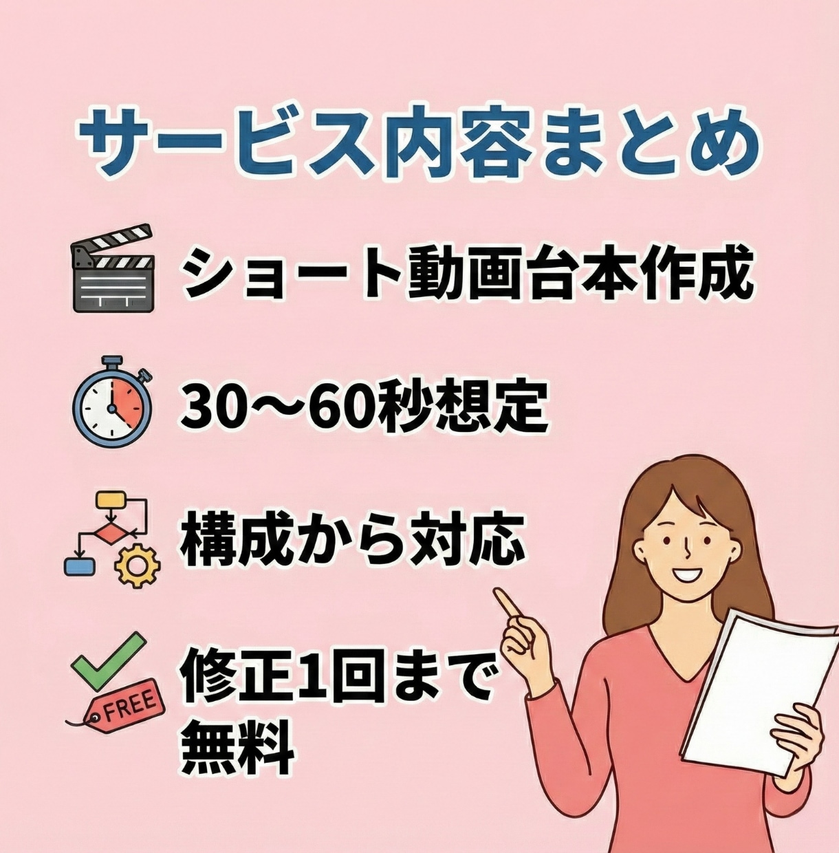 ショート動画向け台本を作成します 考える工程が負担な方へ、構成から台本を作成します イメージ2