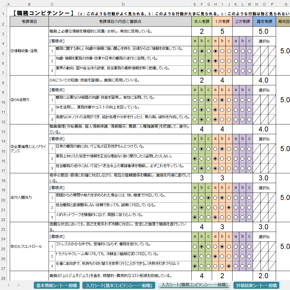 人事評価シートのExcelテンプレートを販売します 実務で使った昇給・昇格評価に実績のあるシートです。 イメージ5