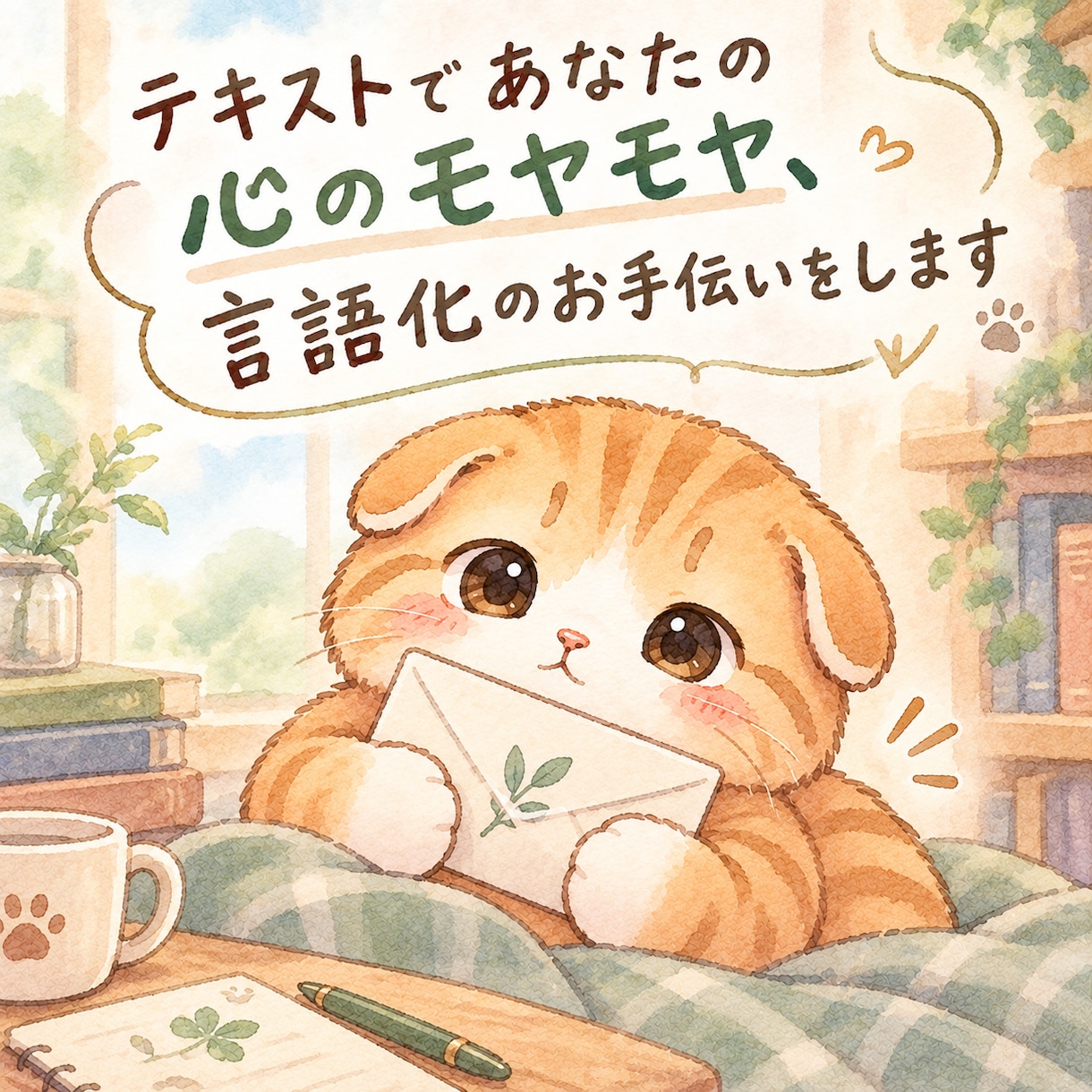 テキストで心のモヤモヤ、言語化のお手伝いをします まとまっていなくても大丈夫。あなたのペースでお返事ください。 イメージ1