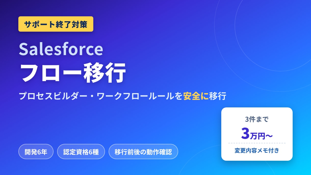 Salesforceの旧自動化をフローへ移行します プロセスビルダー等を動作を変えずに安全に移行します！ イメージ1