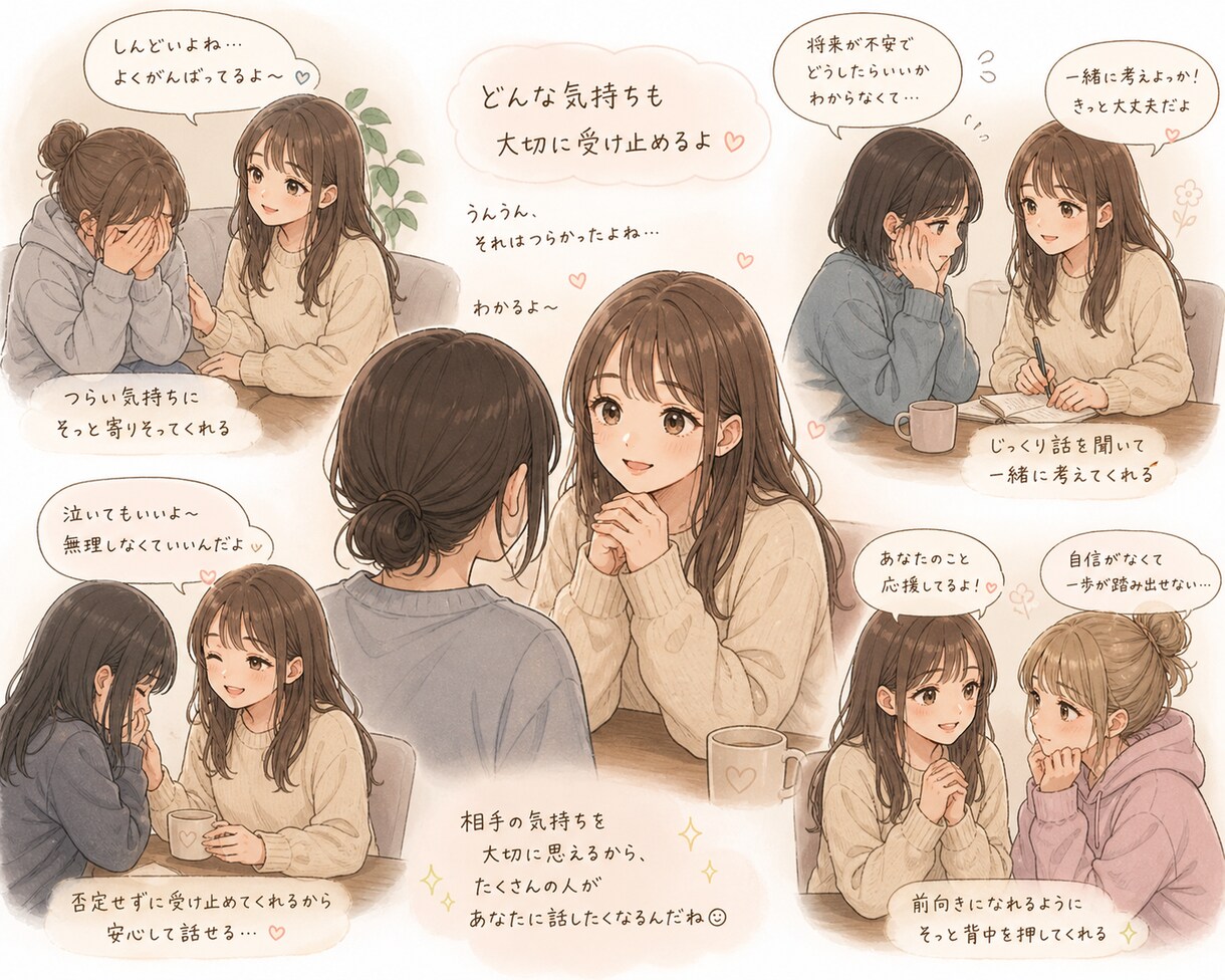 共感能力ばち高いので一緒に笑うしむかつくし考えます すく友達みたいに打ち解けておはなしききます イメージ1